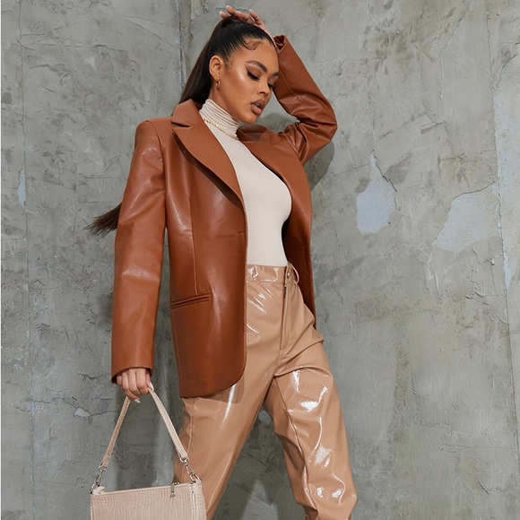 PrettyLittleThing Jackets & Blazers - Pretty little thing faux leather blazer size 2